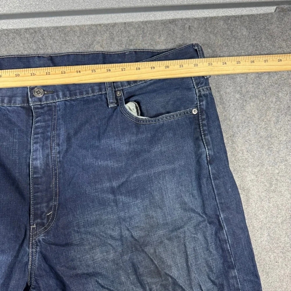Levis 569 Loose Straight Jeans Mens 44x28 Blue Dark Wash Baggy Denim Pants Faded